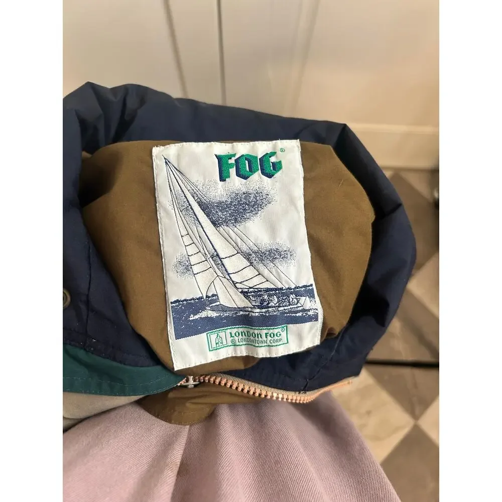 Vintage London Fog Unisex Jacket Size Large Sailboat Windbreaker Coastal - Picture 3 of 6